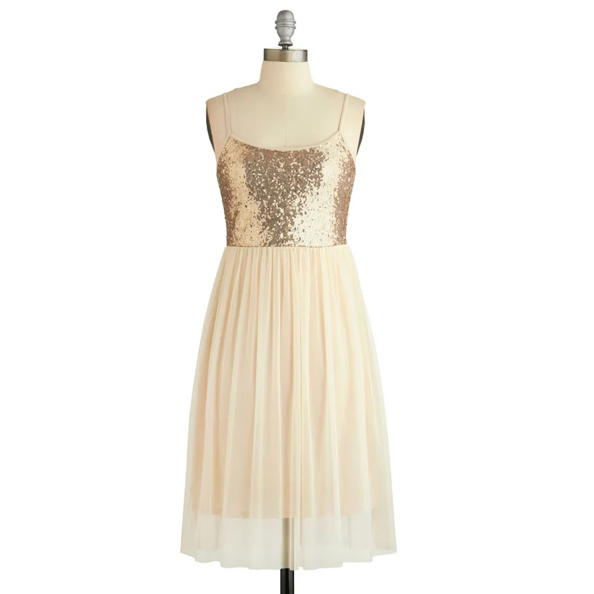 open low back gold sequin cocktail dress women