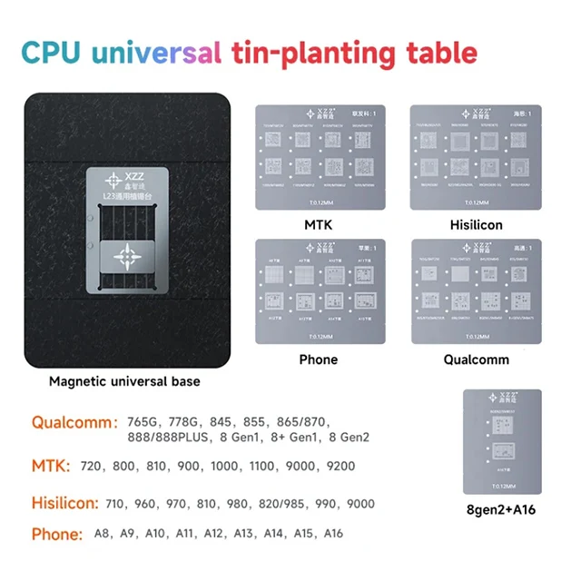 L23-CPU Универсальный трафарет для процессора XZZ тестер на платформе iPhone A8-A16 Android нижняя Стальная Сетчатая пластина