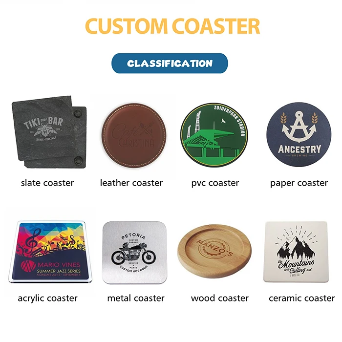 Custom Personalized Printed Die-Cut Bar Mat Blank Coasters Circle Individual Cardboard Paper Cup Coaster