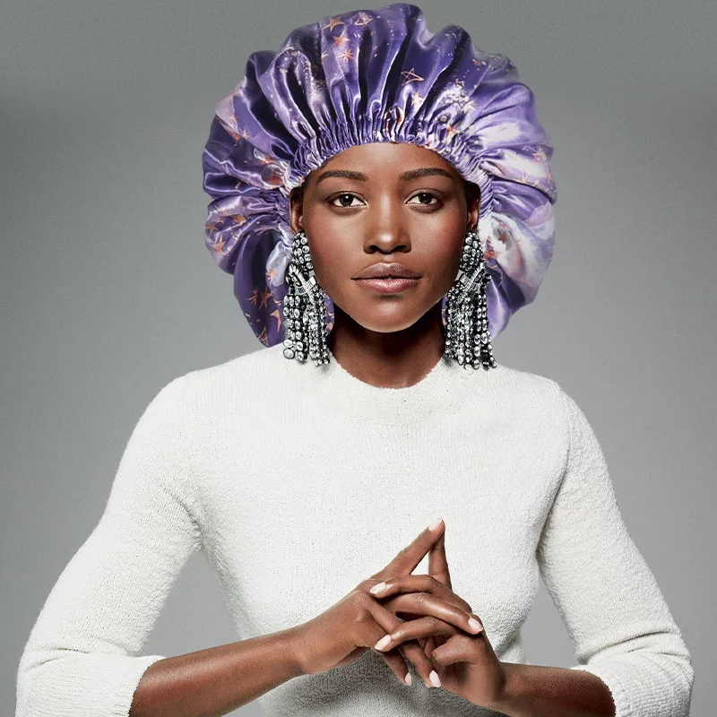 2022 New Arrival Custom Satin Headband Satin Double Layer Reversible Zodiac Sleeping Bonnets Silk Satin bonnet