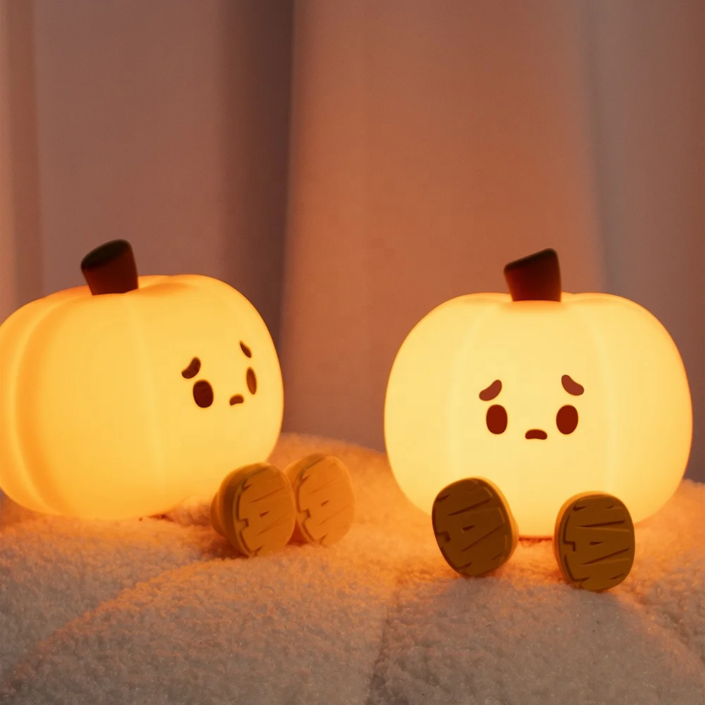 New Modern Led Table Kids pumpkin Lamp Silicone Night light Led Baby Night Light For Kids Room Livingroom Bedroom Decor Lamp