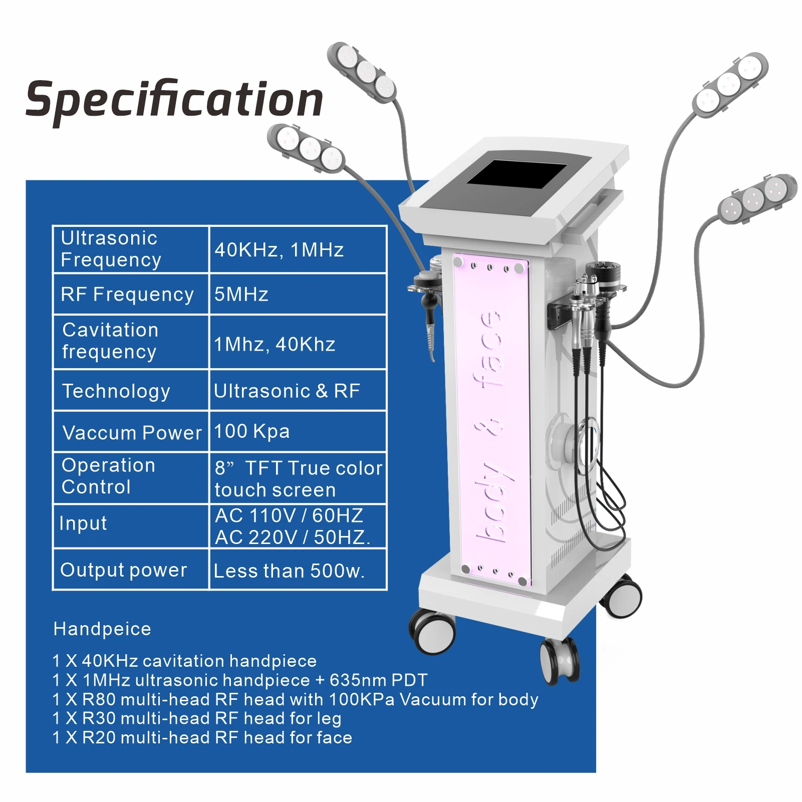 Cavit and Radiofrequency Radio Frequency Spare Parts Rf Machine 30K 40k Ultras0nic Vacuum Cavitati0n Machine for Spa Salon Use