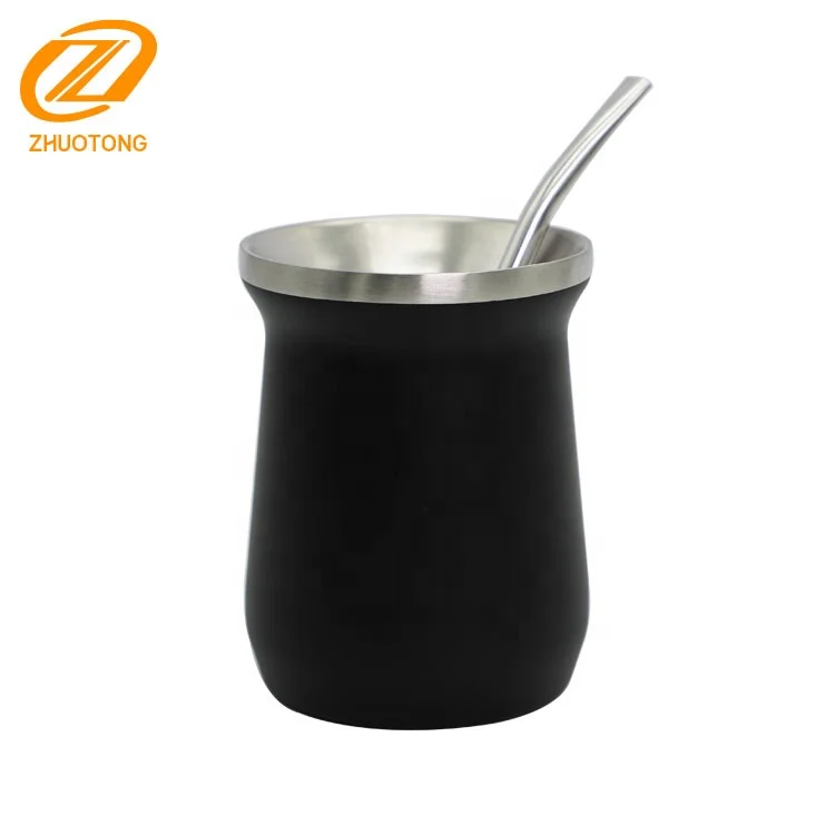  8 унций черно-зеленые изготовленные на заказ двойные стены нержавеющая сталь с соломинкой Термокружка yerba mate Аргентина