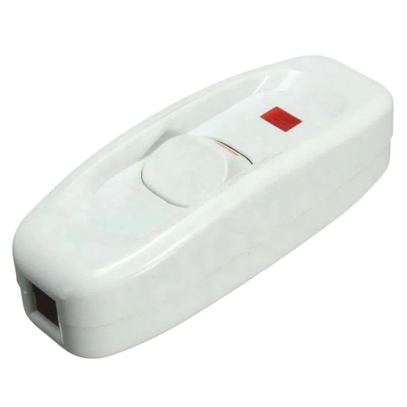 
Appliance Switch 10A Inline ON/Off Rocker Switch Feed-Through Table Desk Lamp Cord Cable Switch With LED Indicator Lightm Button 
