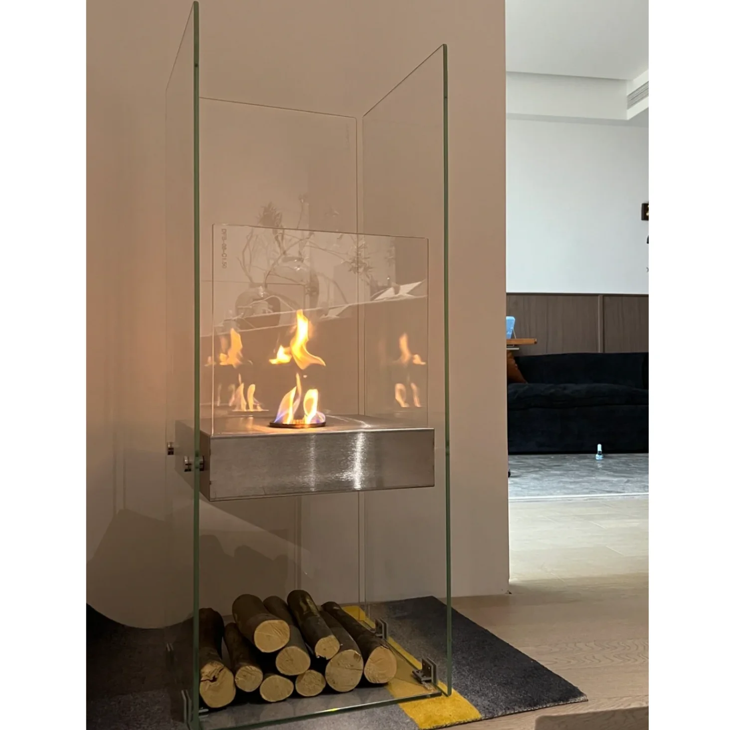 indoor black metal ventless wall mounted fire pit bio ethanol  bioethanol stone bioethanol fireplace peninsula gas