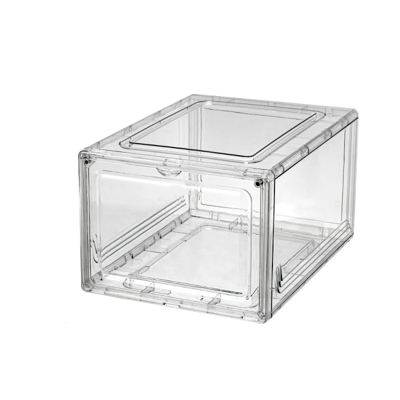 Hot Sale Stackable Large Sneaker Organizer Case Pte Transparent Basketball Shoe Storage Display Shoe Box