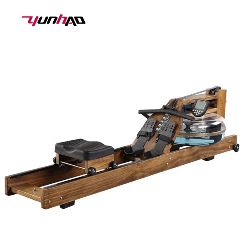 hot sale indoor sports fitness double track wooden rowing machine