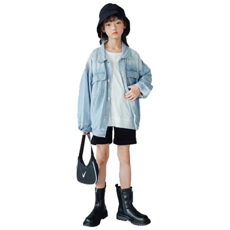 Kids Denim Jacket Solid Easy Jean Children Clothes Girl Denim Coat Fashon Boutiques Kids Clothes Wholesale Girls Jackets