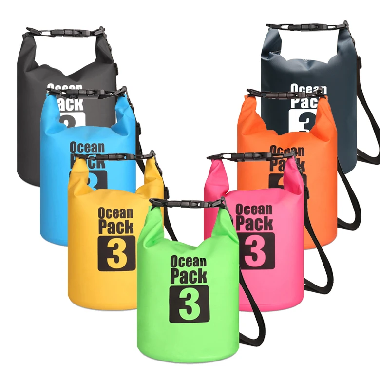 3L 17 Colors Waterproof Foldable Backpack Small Lightweight Carry Bags For Phone Swimming Dry Bag With Logo