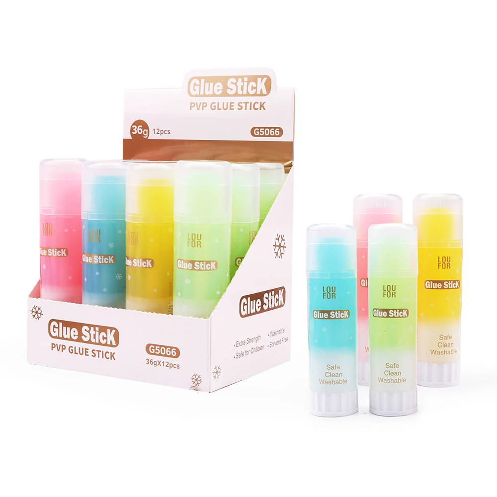 Lipstick style Colorful jelly translucent 36g/12pcs solid glue stick Pva Glue Stick school glue sticks