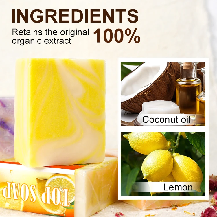 Lemon Turmeric Kojic Acid Brightening Dark Spot Remover Soap Shea Butter Handmade Solid Face Soap New arrival
