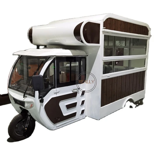 2024 Electric Food Cart Motorized Mobile Trailer Truck Three Wheels Fast Tricycle Tuk Tuk Car For Sale Snack Ice Cream