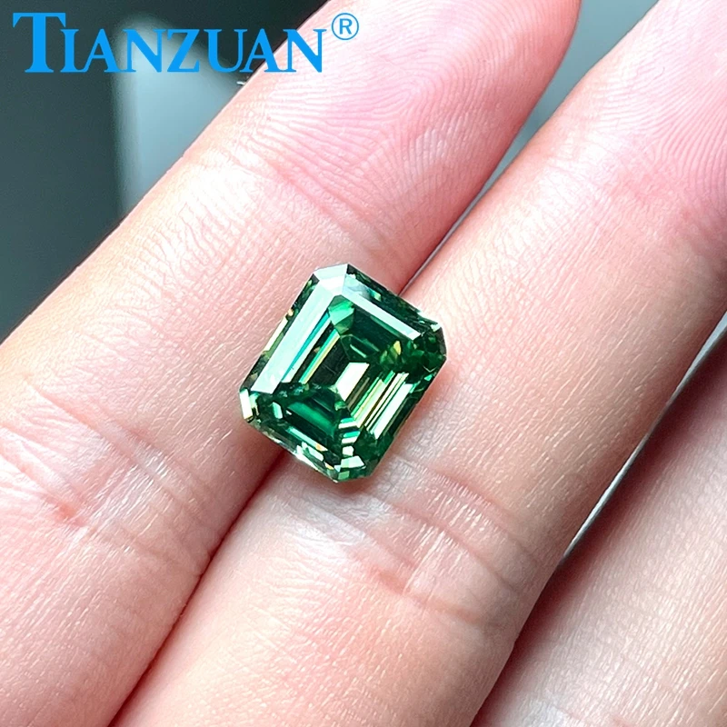 Emerald shape 0.5ct -5ct wholesale cheapest green color moissanite diamond cut loose stone