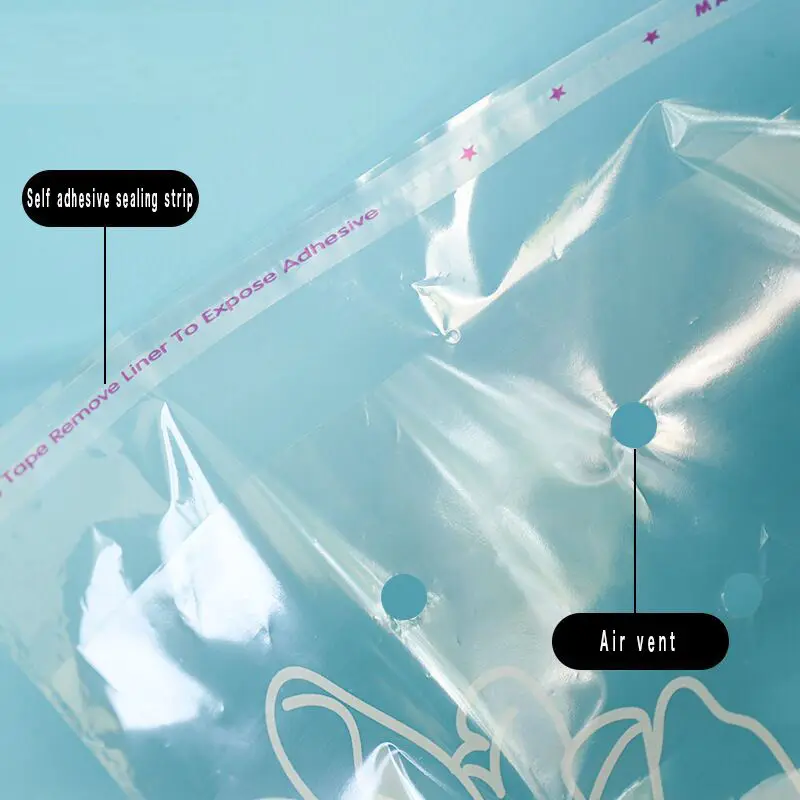 Supermarket vegetable packaging bag vegetable fresh-keeping bag transparent OPP self-adhesive bag with hole