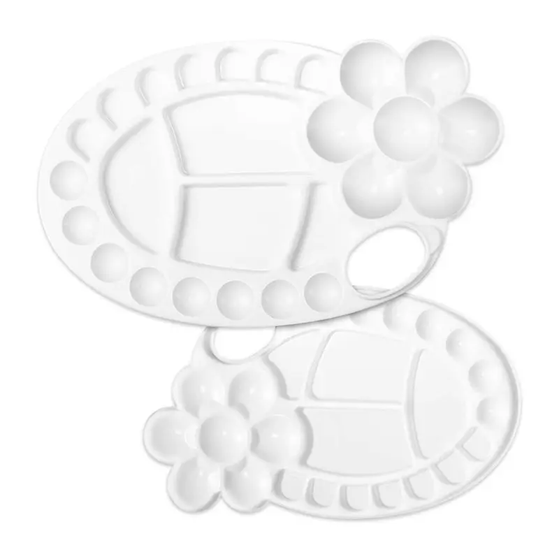 Oval 26 Holes Plastic Palette Artist Palette Paint Drawing Tray For Gouache Watercolor Acrylic Oil Painting Palette
