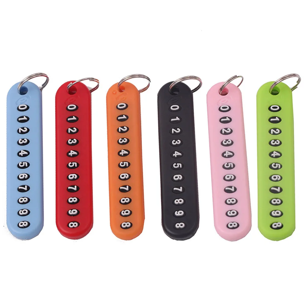 Keychain Anti-lost Card Phone Mobile Phone Number Lettering Car Pendant Ring Anti Lost Plate Auto Vehicle Keyring Key Chain