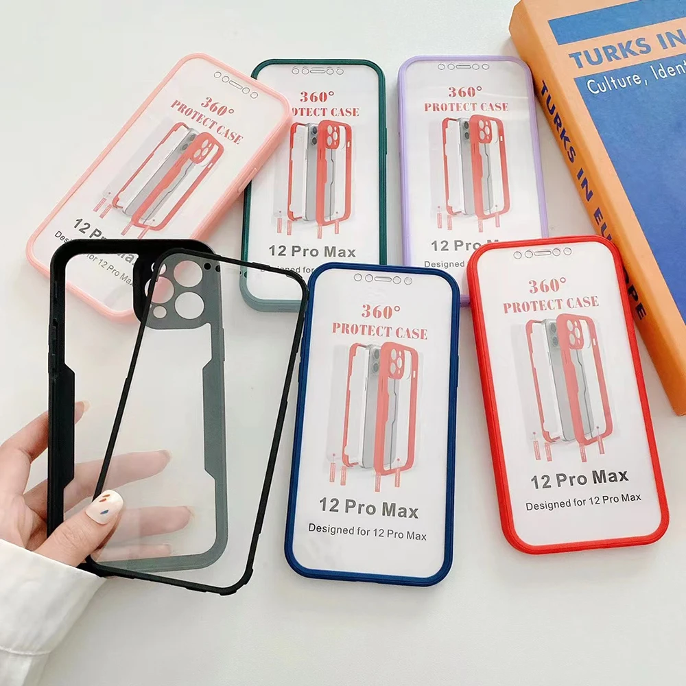 360 full protective case screen protector Soft TPU back Acrylic combo case for Samsung A22  back cover