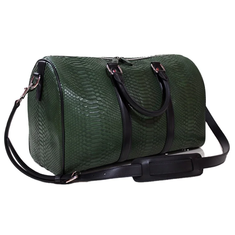 Fashion men genuine python leather travel bag ,leather duffle Bag
