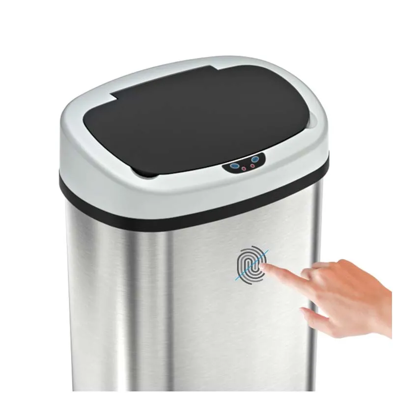Wholesale High Quality 49 Liter 13 Gallon Automatic Touchless Sensor Trash Can Round with AC Adapter Stainless Steel