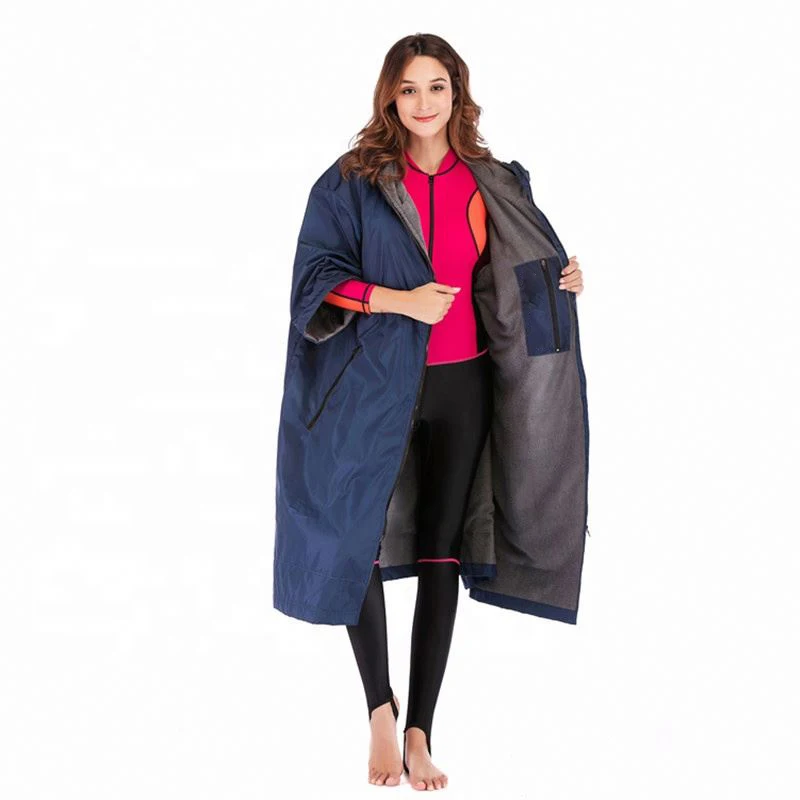 Waterproof custom surfing poncho towel dry changing robe with warm fleece