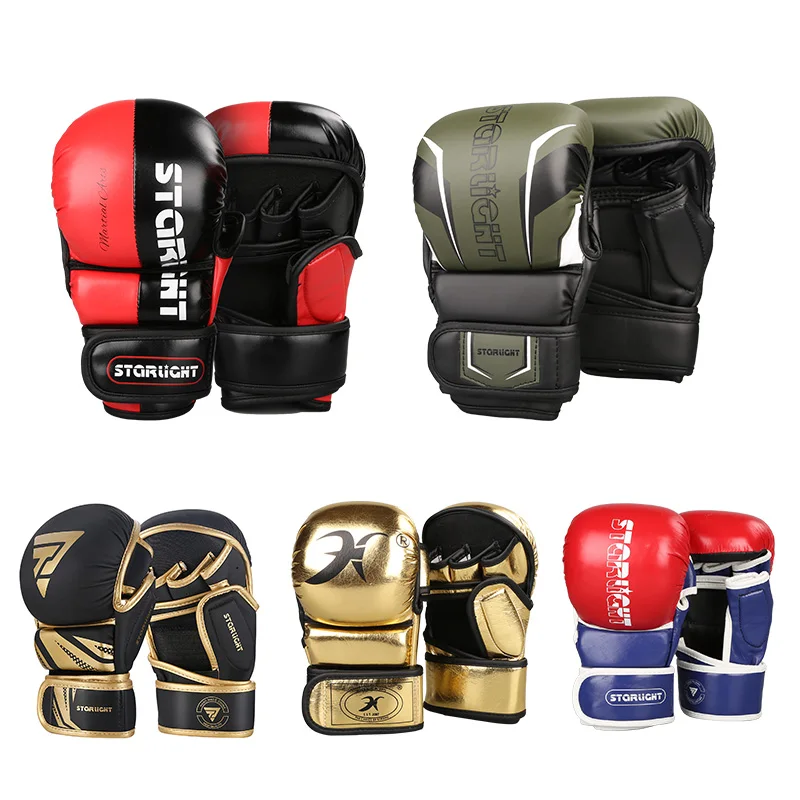 Durable Guantes Mma Gloves Customizable Leather sparring mma ufc Half finger Grappling gloves