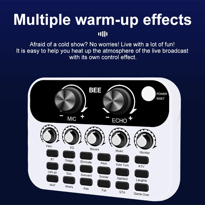 Professional Multiple Warm Up Effects Two Phones Live Audio Card Recorder
