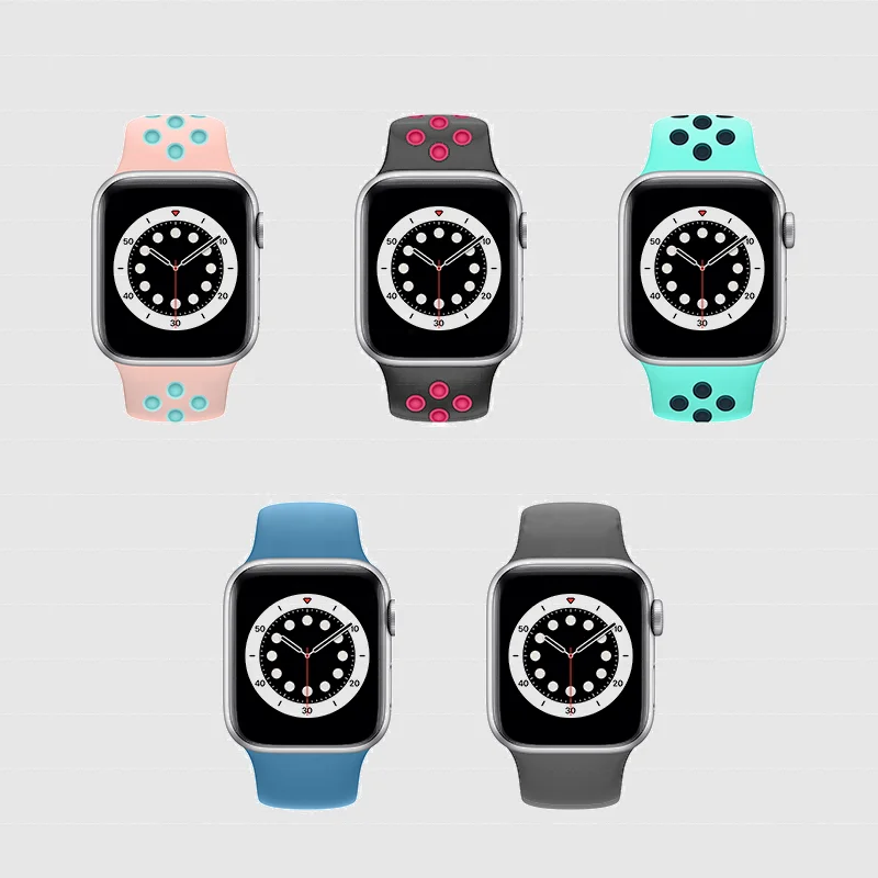 TENCHEN Smart watch bands Silicone wrist replacement loop for apple watch 3/4/5/6/Se charm band strap