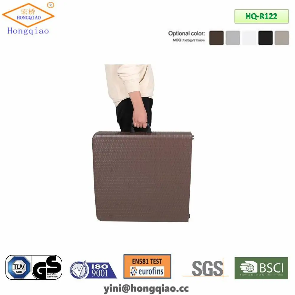 Plastic outdoor furniture, 1.22m blow mold tables for catering use, 4ft folding patio table with metal legs