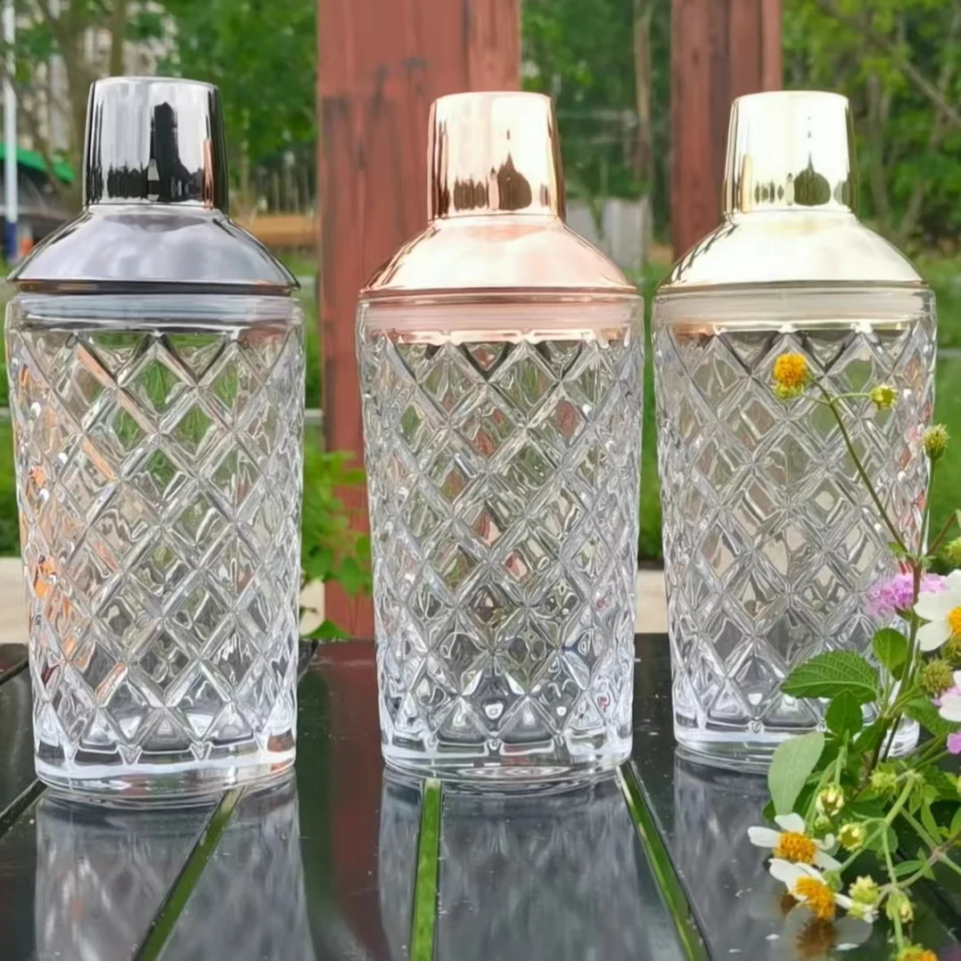 550ml Stainless Steel Boston Manual Cocktail Shaker Set Bartenders Daily Use Bars Milk Tea Shops Featuring Copper Glass Metal