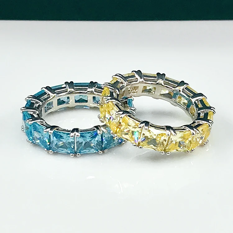 Fine couple tennis ring fashion s925 silver ring beautiful Gemstone setting ring Ladies Love is a gift