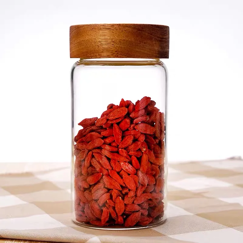 Customized Size large cookie coffee baby food storage glass jar with acacia lid