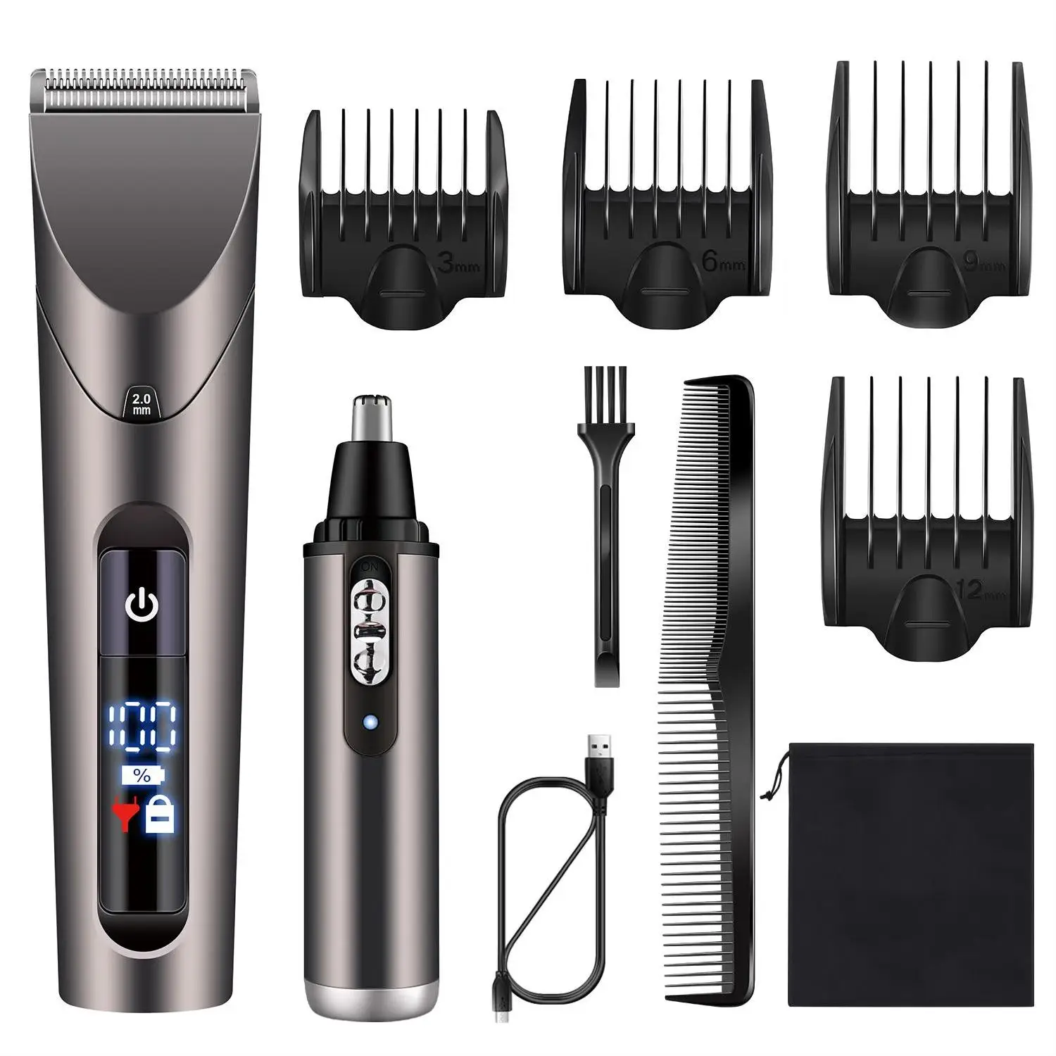 Professional  Grooming Kit Battery Indicate Hair Trimmer Clipper Face Body Nose Hair Trimmer Haircut for Men