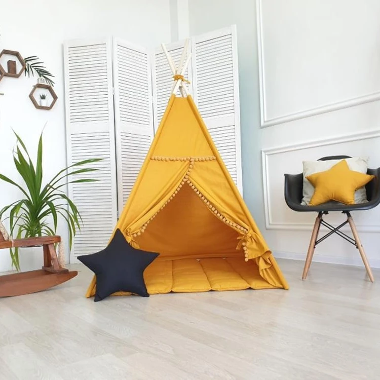 Палатка-вигвам индийская, детский игровой домик для дома и улицы, портативные детские игрушки с ковриком и переносным чехлом