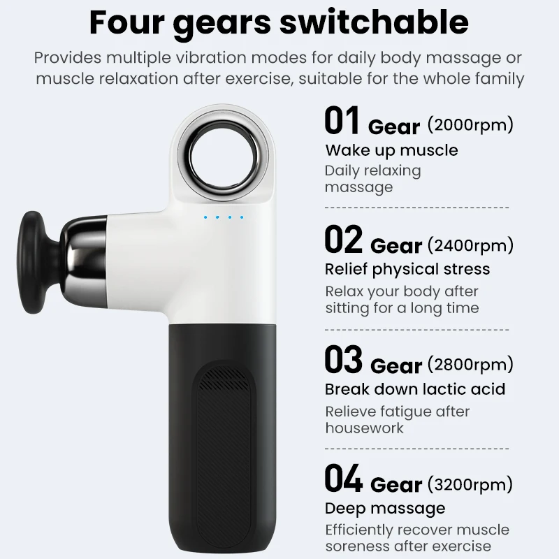 OEM Potable Handheld Ring Massage Gun Cordless Handheld Vibration Body Massager Rechargeable Electric Massage Gun