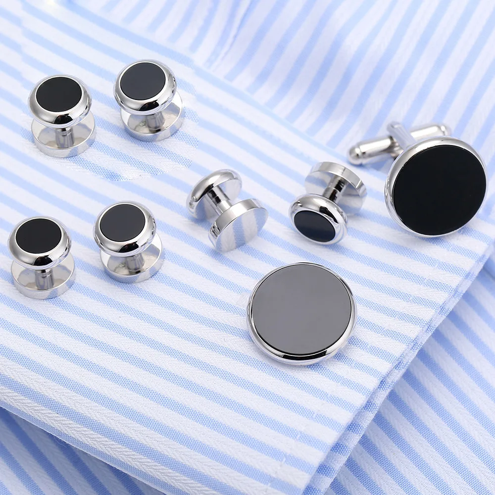 Wholesale Gold Black Men Tuxedo Shirt Cufflinks and Studs Set for Men