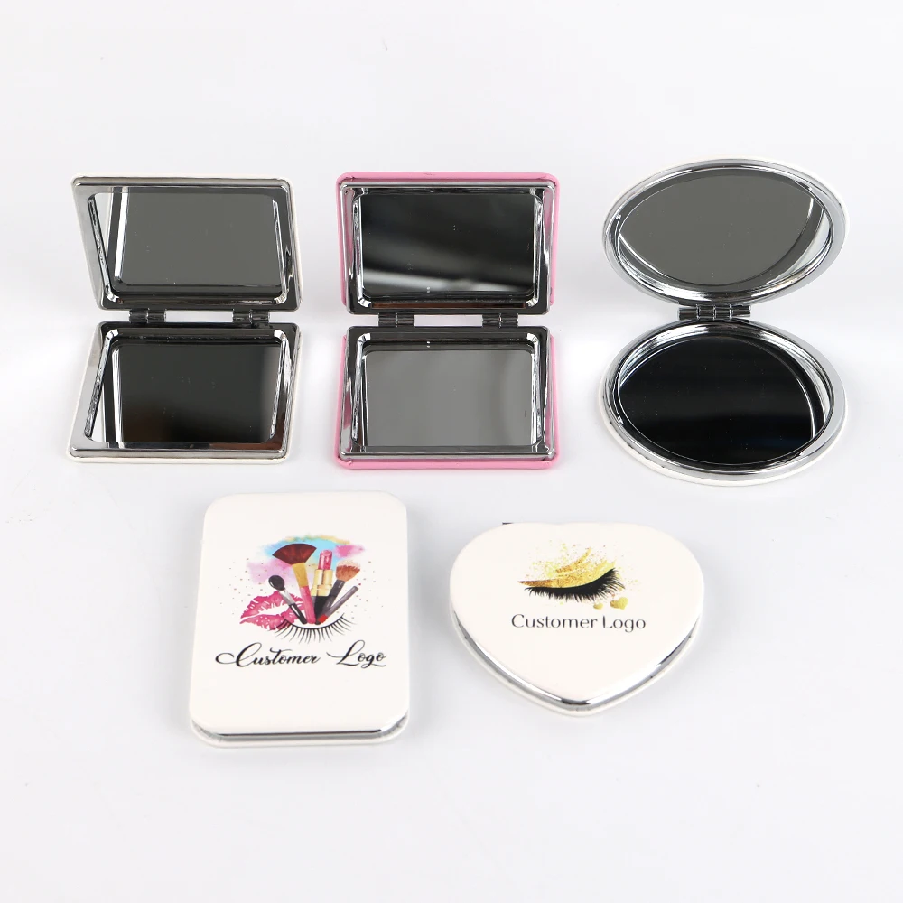 Custom All Shapes Pocket Mirror Vanity Espejo Private Label Small White pink Makeup Mirror Pocket Make Up Mirror