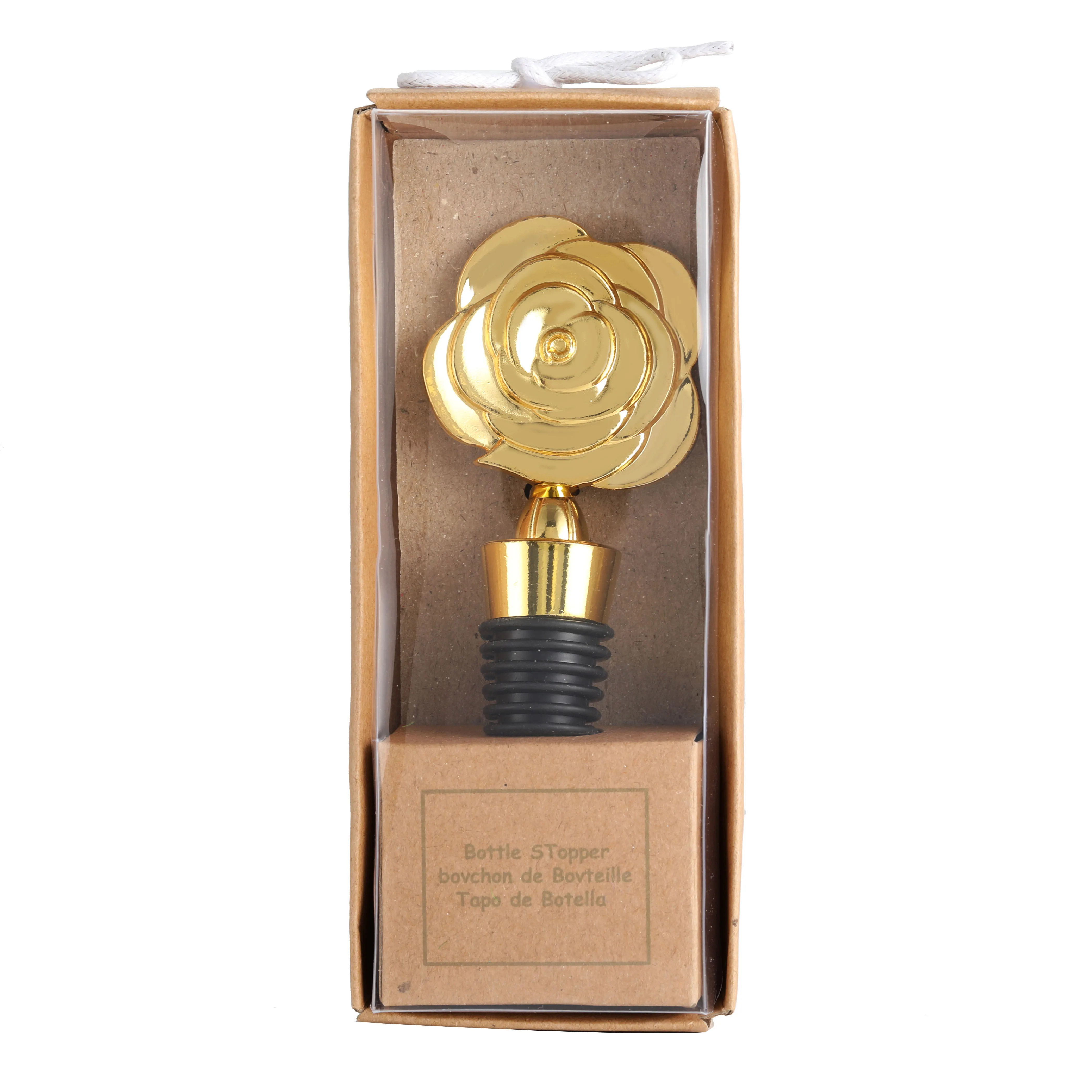 
High quality rose wine bottle stopper zinc alloy metal wine stopper for wedding 