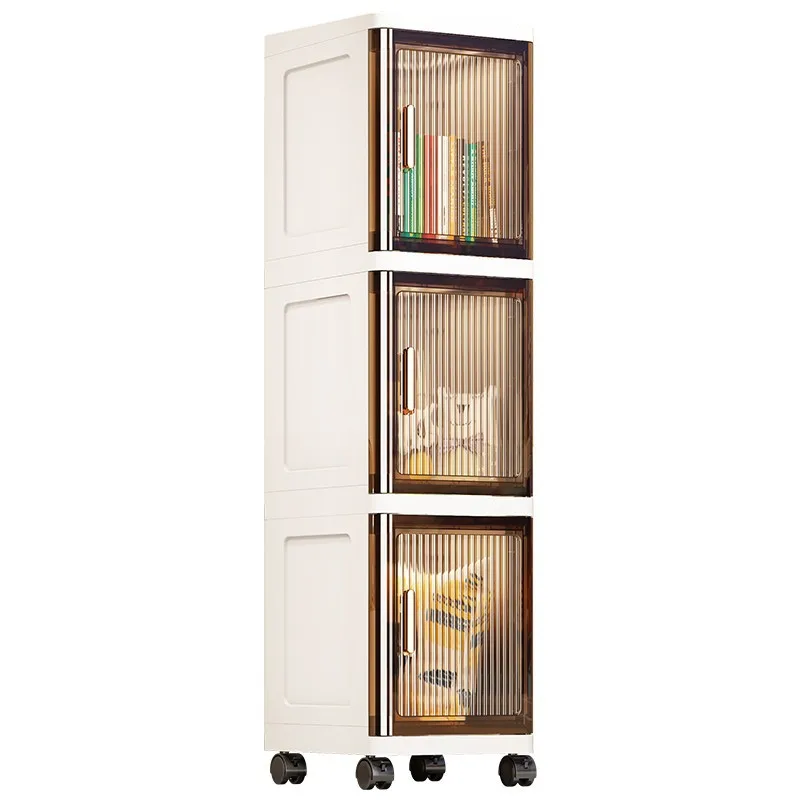 Sesame Luxury Bathroom Storage Cabinet Narrow Space Place Floor Type Cabinet Sundries Organizer Rack With Wheels Shoe Cabinet
