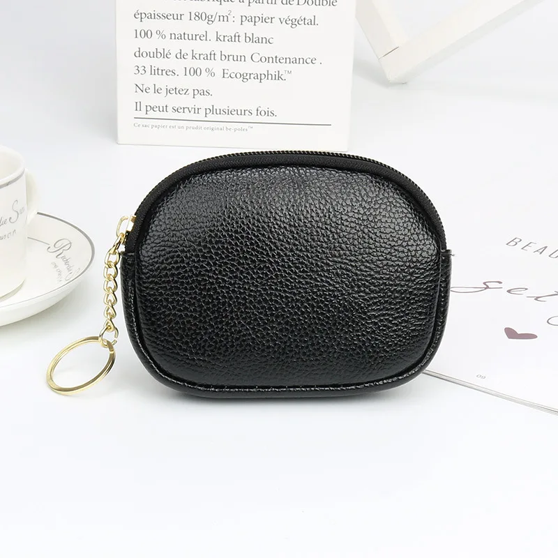 Gelory Custom Waterproof Durable Womens PU Leather Mini Wallet Zip Coin Purse with Key Ring