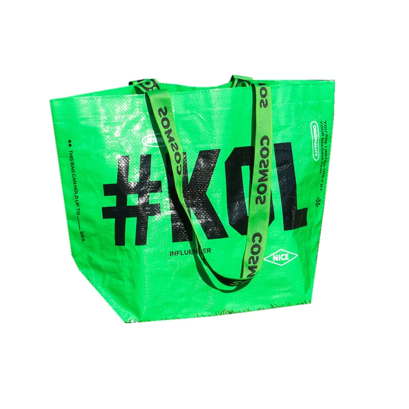 Large capacity creative waterproof literary shopping bag environmental protection folding woven tote bag with logo