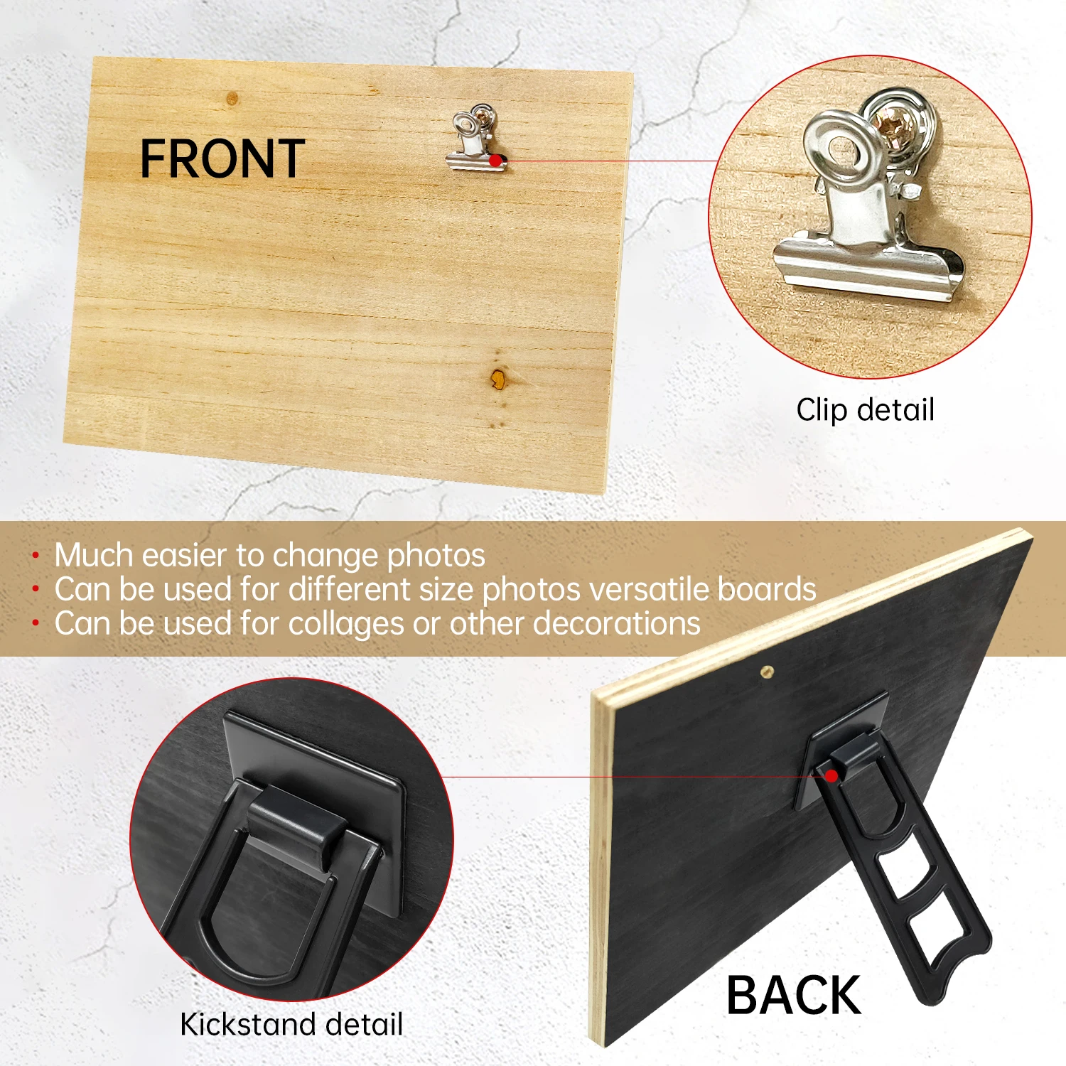 Custom Printed High Quality Wood Photo Clip Frame Home Decorative Picture Frame Personalized Photo Frame Table Decoration