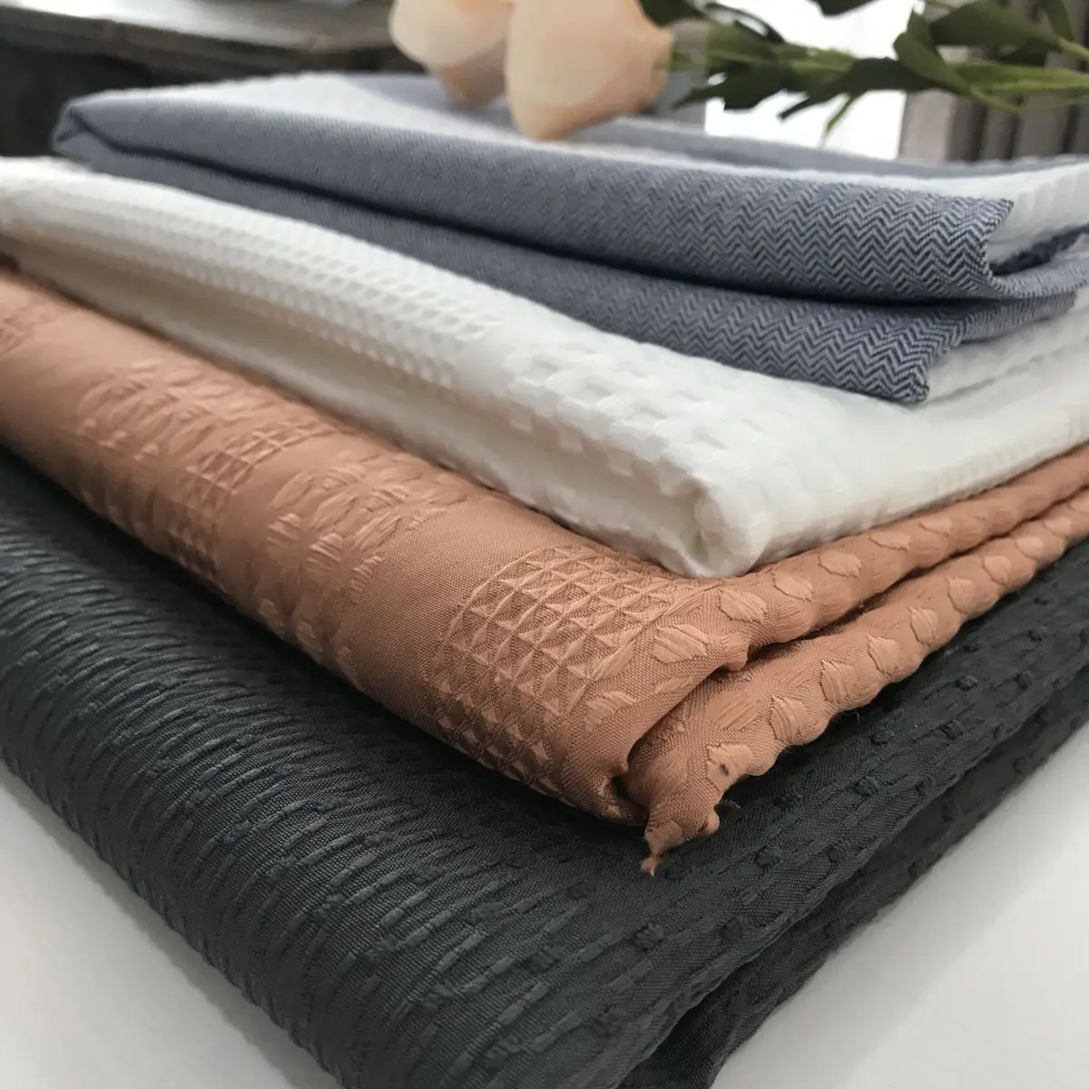 Custom logo Super Soft Waffle Fleece Honeycomb blankets Solid luxury cool waffle plaid bed blankets throws for summer sofa