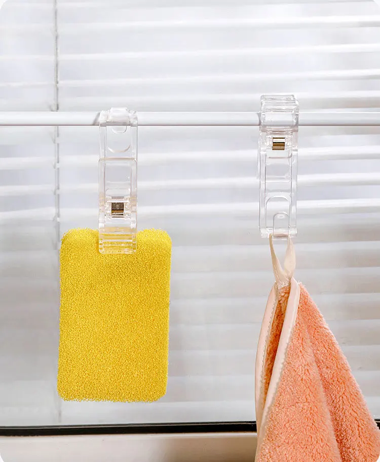 4pcs Transparent Clothespins Hook Laundry Clips for Drying 2 in 1 Clamp Hanger set of 4  multi-functional houseware clips