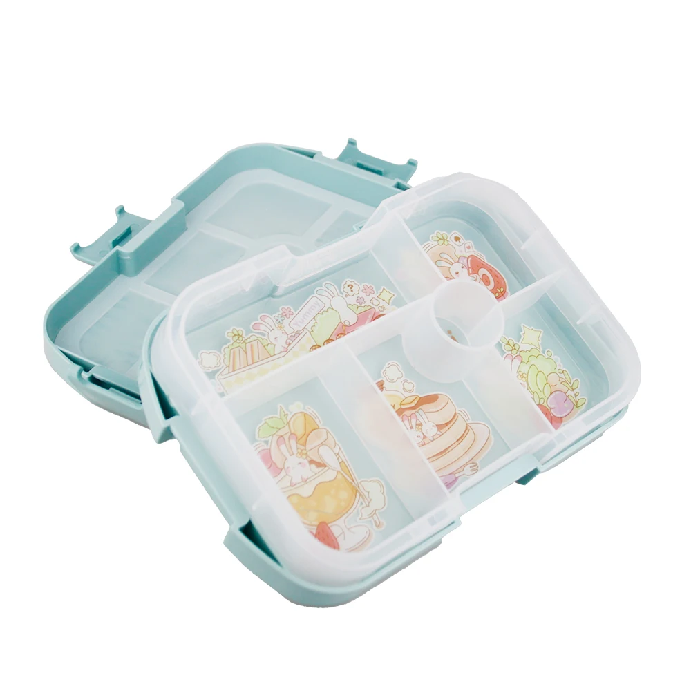 Детские пластиковые квадратные Ланч-боксы Bento с 6 отделениями и логотипом на заказ, пищевые контейнеры
