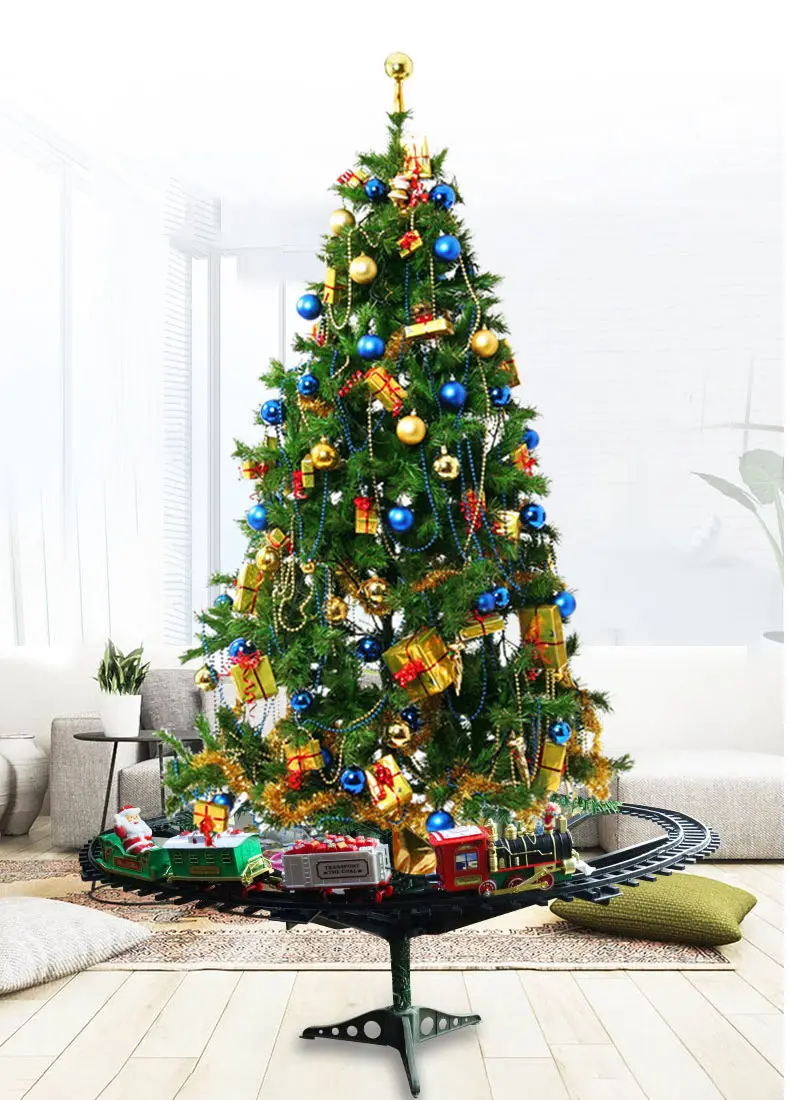 Christmas Tree Decoration Railway Train with Sound Light Santa Claus Classic Toys Electric Track Train Slot Toys