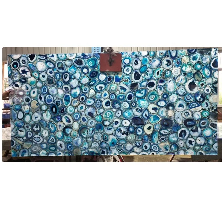 Architectural Interior Design blue Agate Wall Panel Backlit large agate slab