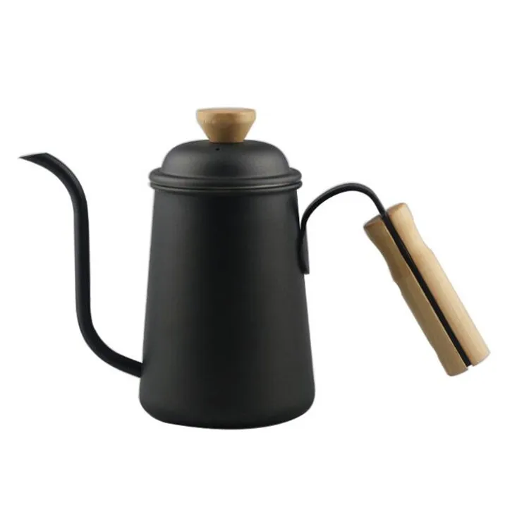 2023 Gooseneck Kettle 650ml Small Pour Over Coffee Kettle Long Narrow Spout Stainless Steel Coffee Pot with bamboo hand