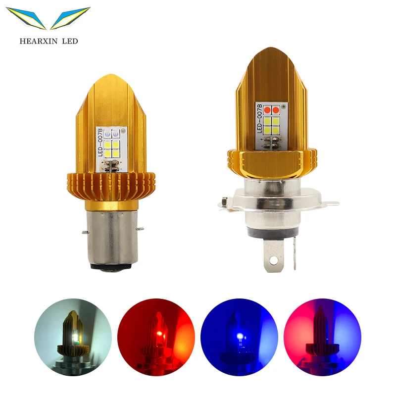 h4 headlight bulb BA20D Universal V Shape Bike Front Headlight Dual Color H4 LED Headlight Fog Lamp Projector Lens Universal
