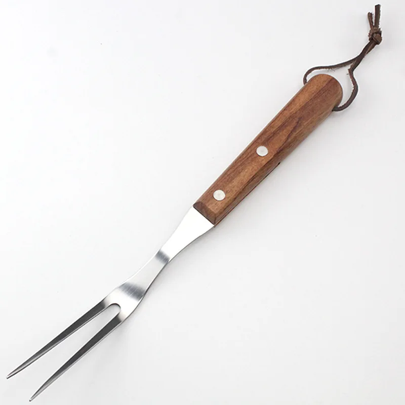 Outdoor Barbecue Utensils Stainless Steel Meat Fork Extra Long Flat Kebab Skewers For Bbq Grilling