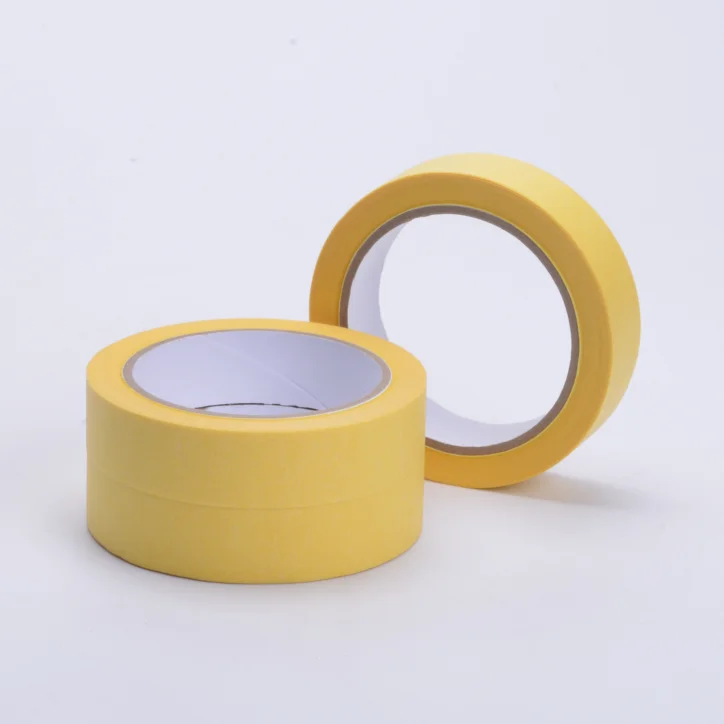 Removable Yellow Automotive Crepe paper Masking Tape Roll For Car Painting